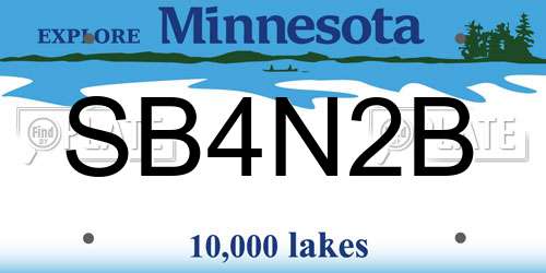 SB4N2B Minnesota License Plate