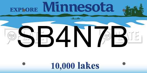 SB4N7B Minnesota License Plate