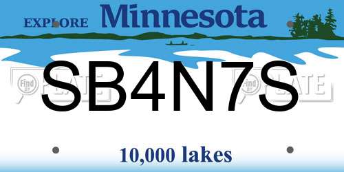 SB4N7S Minnesota License Plate
