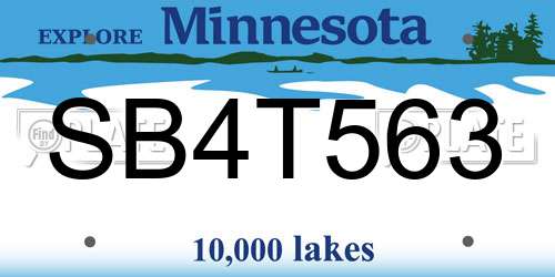 SB4T563 Minnesota License Plate