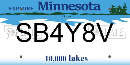 SB4Y8V Minnesota License Plate
