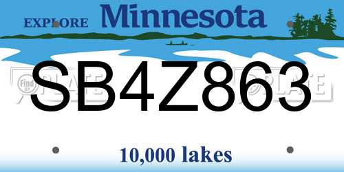 SB4Z863 Minnesota License Plate