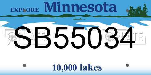 SB55034 Minnesota License Plate