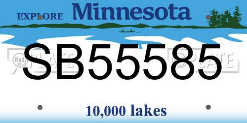 SB55585 Minnesota License Plate