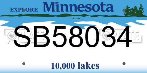 SB58034 Minnesota License Plate