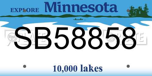SB58858 Minnesota License Plate