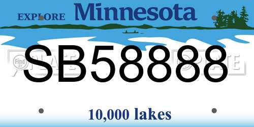 SB58888 Minnesota License Plate