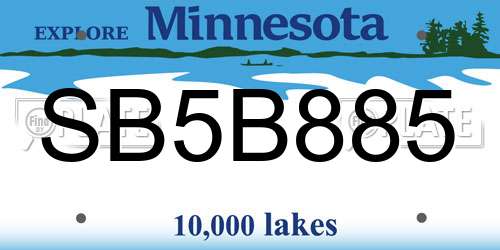 SB5B885 Minnesota License Plate