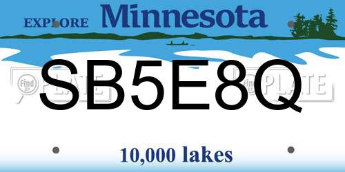 SB5E8Q Minnesota License Plate