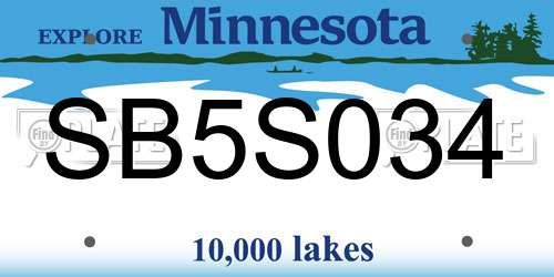 SB5S034 Minnesota License Plate