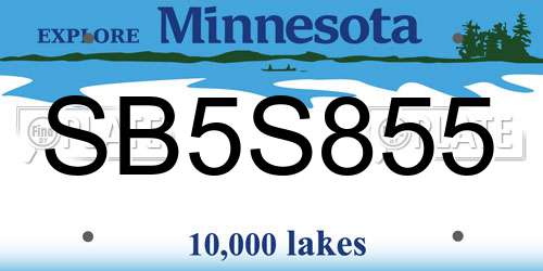 SB5S855 Minnesota License Plate