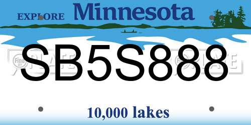 SB5S888 Minnesota License Plate