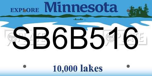 SB6B516 Minnesota License Plate