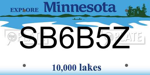 SB6B5Z Minnesota License Plate