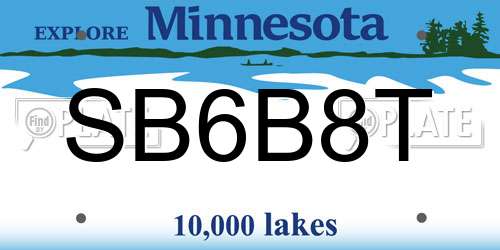 SB6B8T Minnesota License Plate