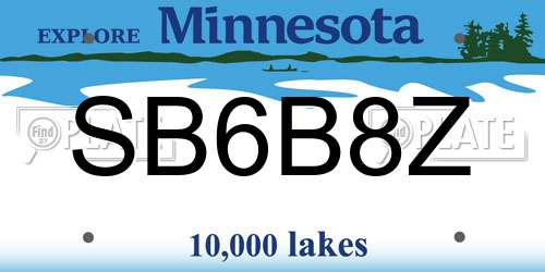SB6B8Z Minnesota License Plate