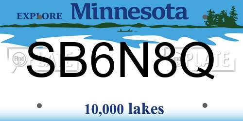 SB6N8Q Minnesota License Plate