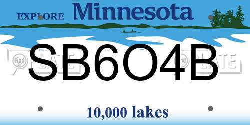 SB6O4B Minnesota License Plate