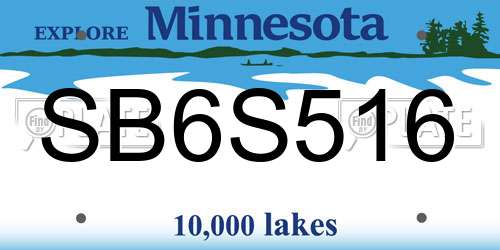 SB6S516 Minnesota License Plate
