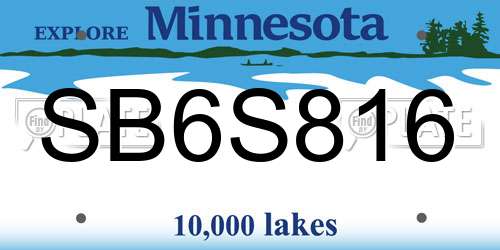 SB6S816 Minnesota License Plate