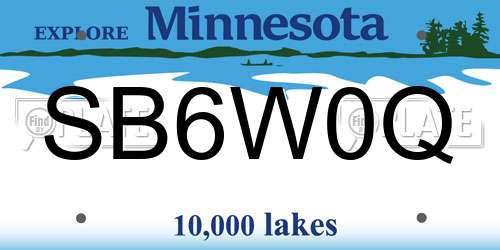 SB6W0Q Minnesota License Plate