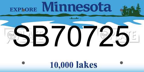 SB70725 Minnesota License Plate