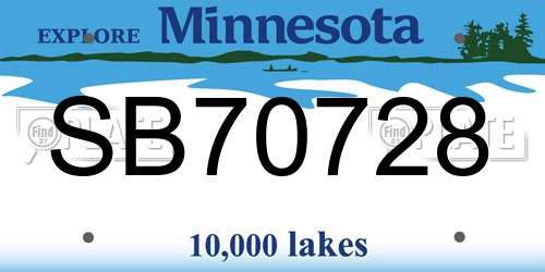 SB70728 Minnesota License Plate