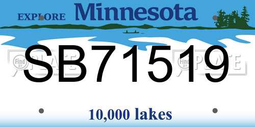 SB71519 Minnesota License Plate