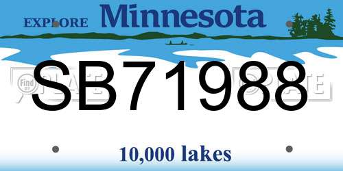 SB71988 Minnesota License Plate