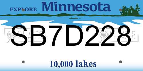 SB7D228 Minnesota License Plate