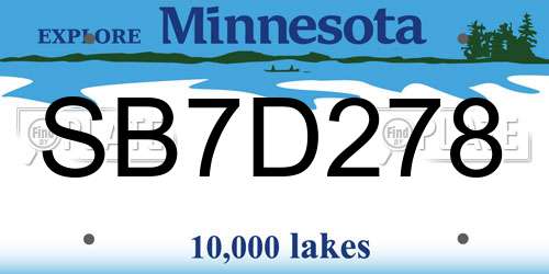 SB7D278 Minnesota License Plate