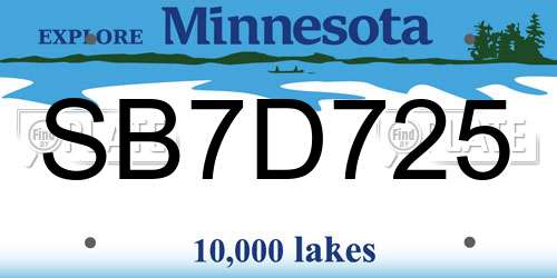 SB7D725 Minnesota License Plate