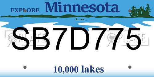 SB7D775 Minnesota License Plate