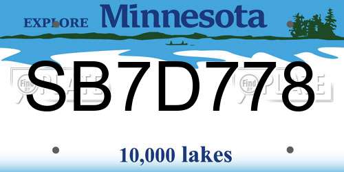 SB7D778 Minnesota License Plate
