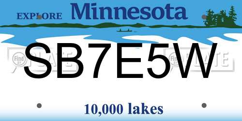 SB7E5W Minnesota License Plate
