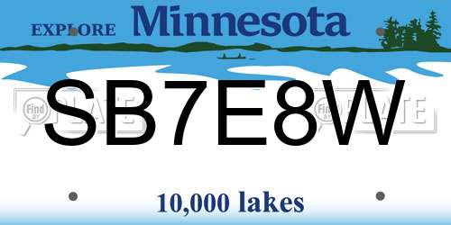 SB7E8W Minnesota License Plate