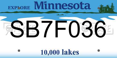 SB7F036 Minnesota License Plate