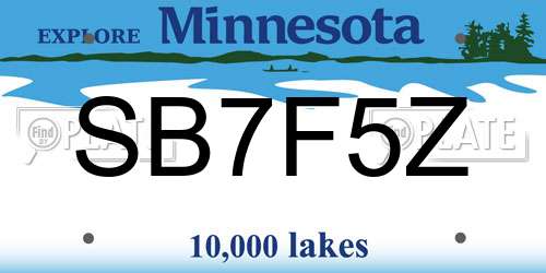 SB7F5Z Minnesota License Plate