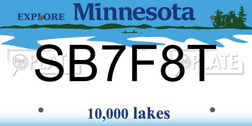 SB7F8T Minnesota License Plate