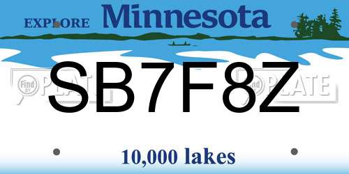SB7F8Z Minnesota License Plate