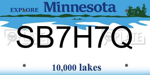 SB7H7Q Minnesota License Plate