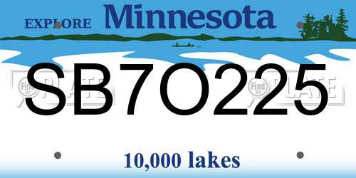 SB7O225 Minnesota License Plate