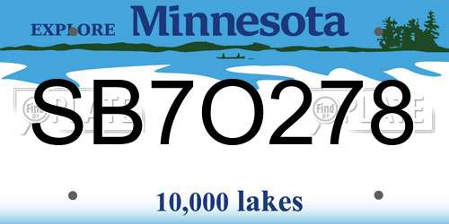 SB7O278 Minnesota License Plate