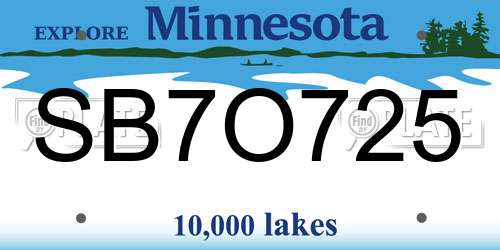 SB7O725 Minnesota License Plate