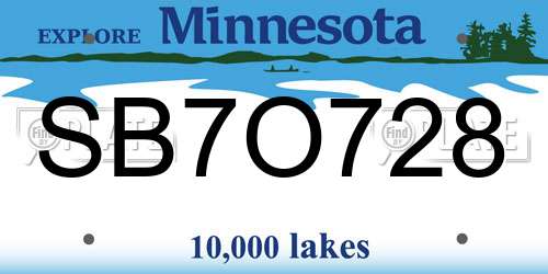 SB7O728 Minnesota License Plate