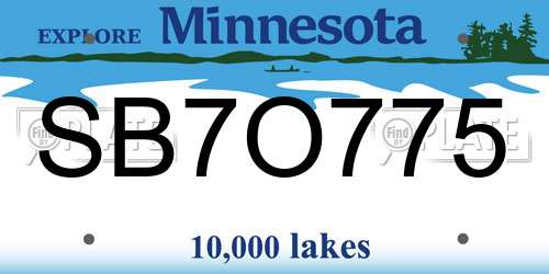 SB7O775 Minnesota License Plate