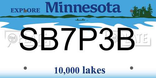 SB7P3B Minnesota License Plate