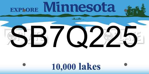 SB7Q225 Minnesota License Plate