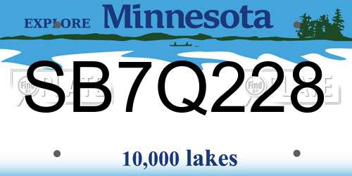 SB7Q228 Minnesota License Plate