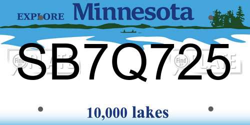 SB7Q725 Minnesota License Plate